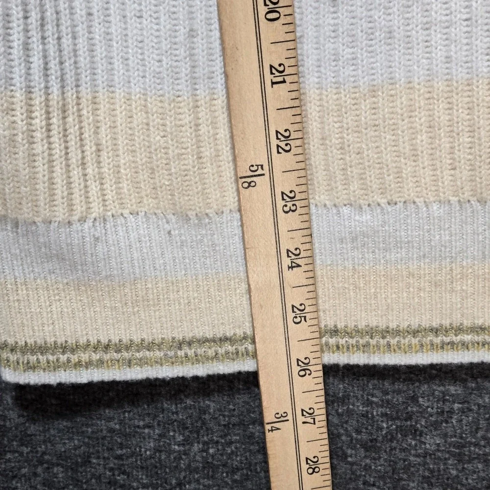J. Crew Cashmere Ribbed Crewneck Sweatshirt‎ In Stripe S BF015 Pearl Oyster Ash